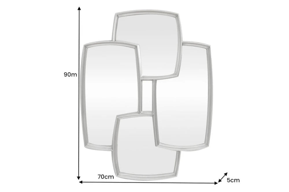 Oglinda cu rama din Poliuretan/MDF Argintiu L70xH90cm QUADRA