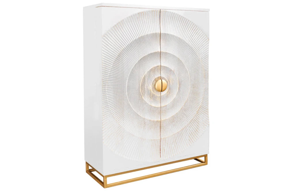 Dulap bar din Lemn de mango Alb si Metal Auriu L95xH140cm GOLDEN SUNSET