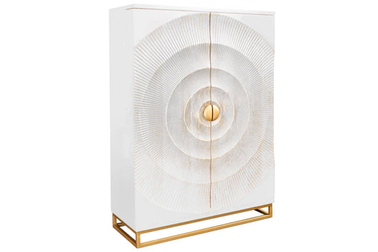 Dulap bar din Lemn de mango Alb si Metal Auriu L95xH140cm GOLDEN SUNSET