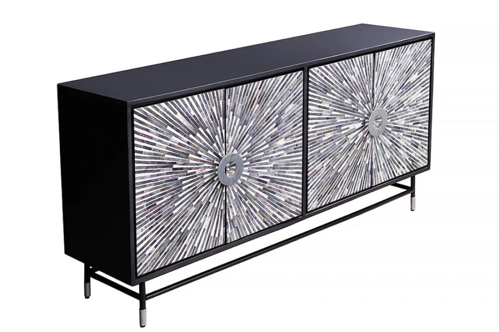 Comoda din MDF Negru si Metal Negru L160xH80cm HERITAGE