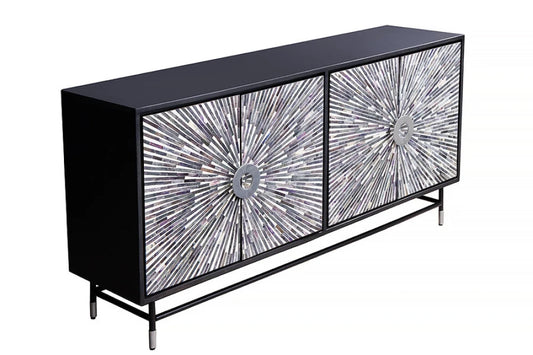 Comoda din MDF Negru si Metal Negru L160xH80cm HERITAGE