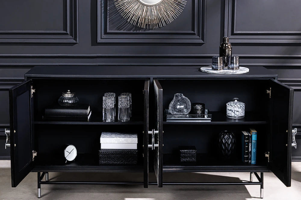 Comoda din MDF Negru si Metal Negru L160xH80cm HERITAGE