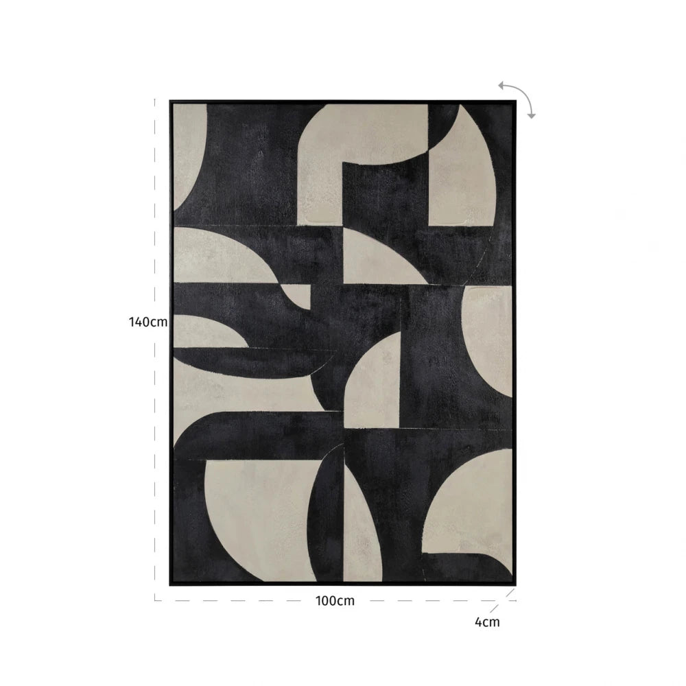 Tablou din Panza/ Lemn de pin/ Polistiren Negru L100xH140cm Splendor