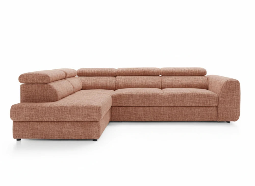 Coltar extensibil chennile portocaliu cu lada depozitare Bergamo L Maxi – 285 × 207 cm