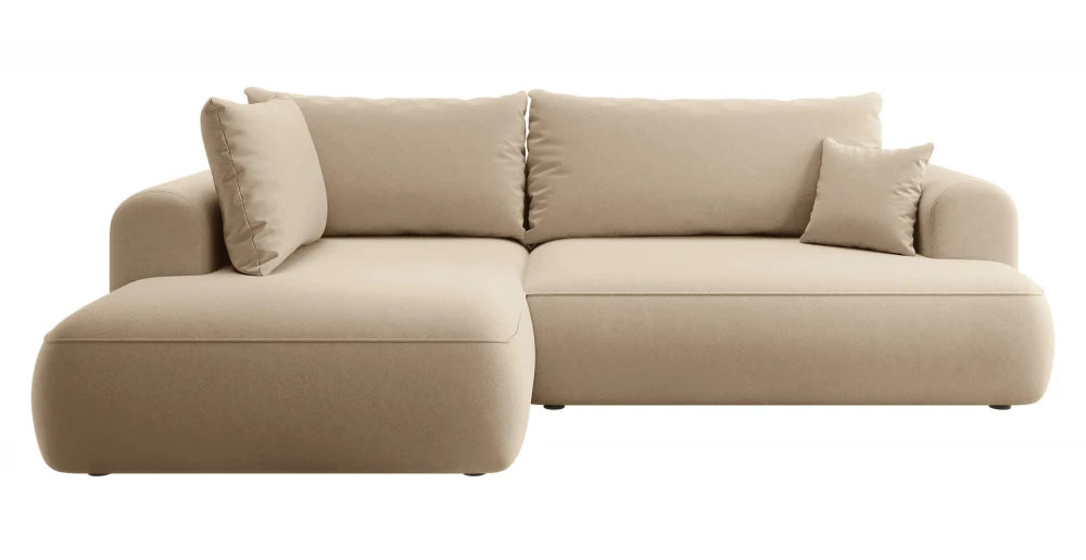 Coltar extensibil catifea cappuccino cu lada depozitare Nubio