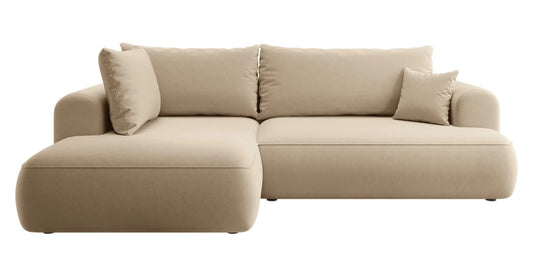 Coltar extensibil catifea cappuccino cu lada depozitare Nubio