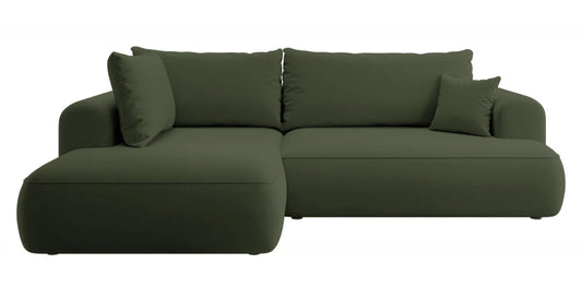 Coltar extensibil catifea verde cu lada depozitare Nubio