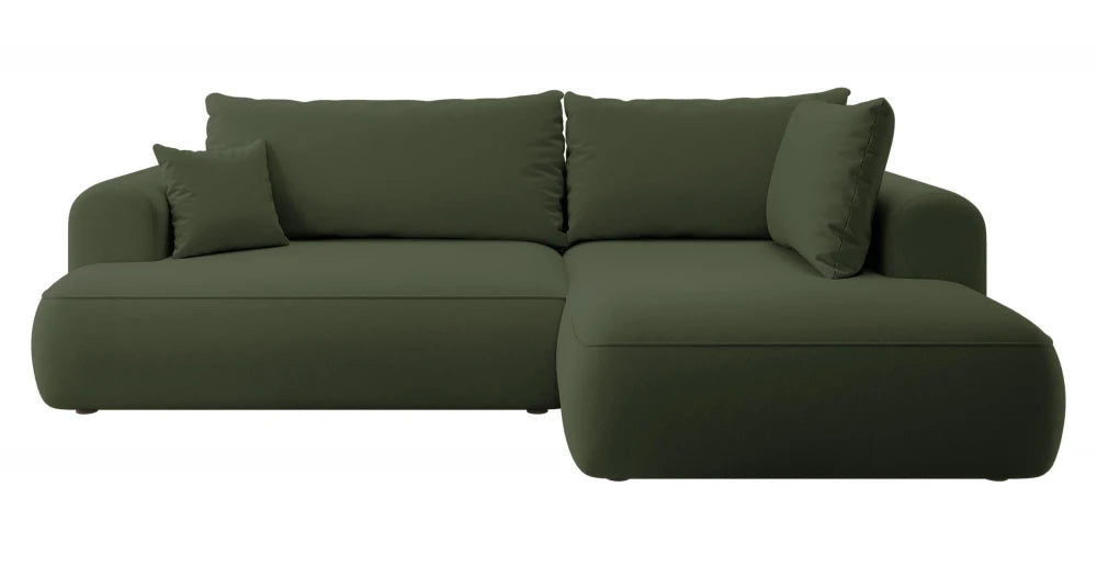 Coltar extensibil catifea verde cu lada depozitare Nubio