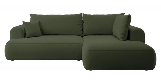 Coltar extensibil catifea verde cu lada depozitare Nubio