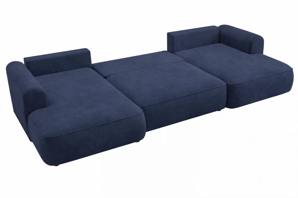 Coltar extensibil catifea albastru cu lada depozitare Nubio III 364x159cm