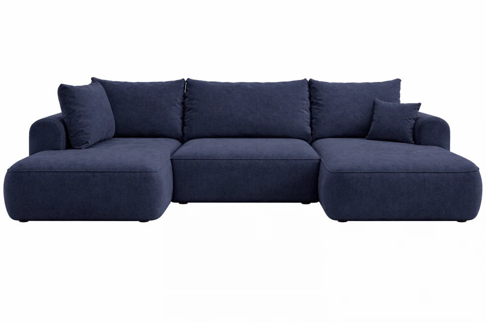 Coltar extensibil catifea albastru cu lada depozitare Nubio III 364x159cm