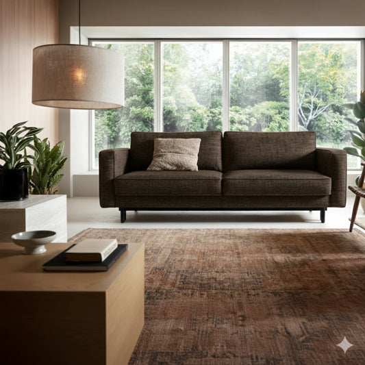 Canapea extensibila din catifea maro California L232x98cm