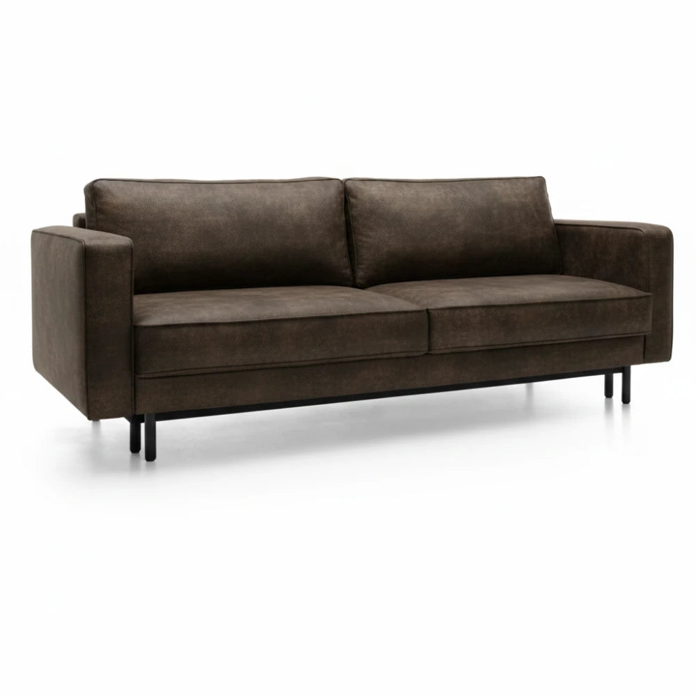 Canapea extensibila din catifea maro California L232x98cm