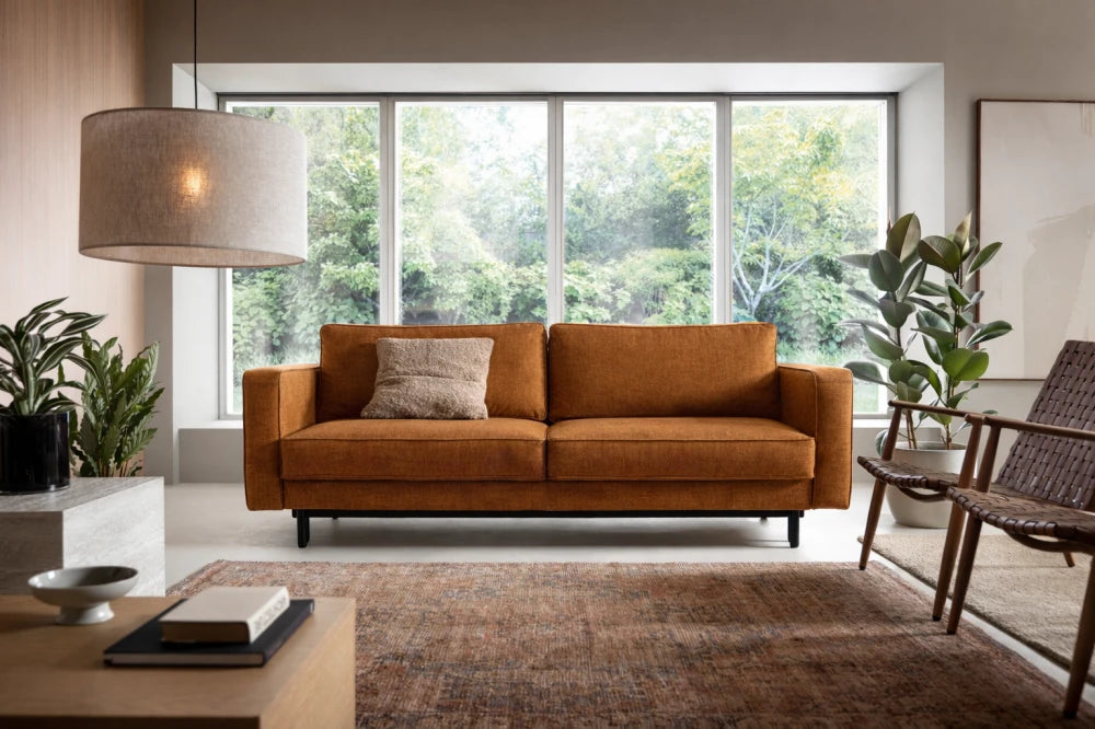 Canapea extensibila din catifea galben California L232x98cm