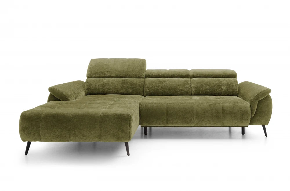 Coltar extensibil electric din catifea verde genovaI L286x184cm
