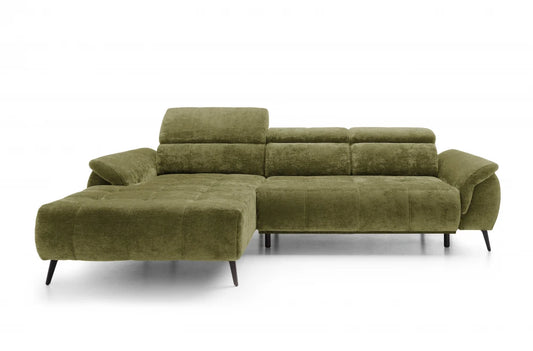 Coltar extensibil electric din catifea verde genovaI L286x184cm