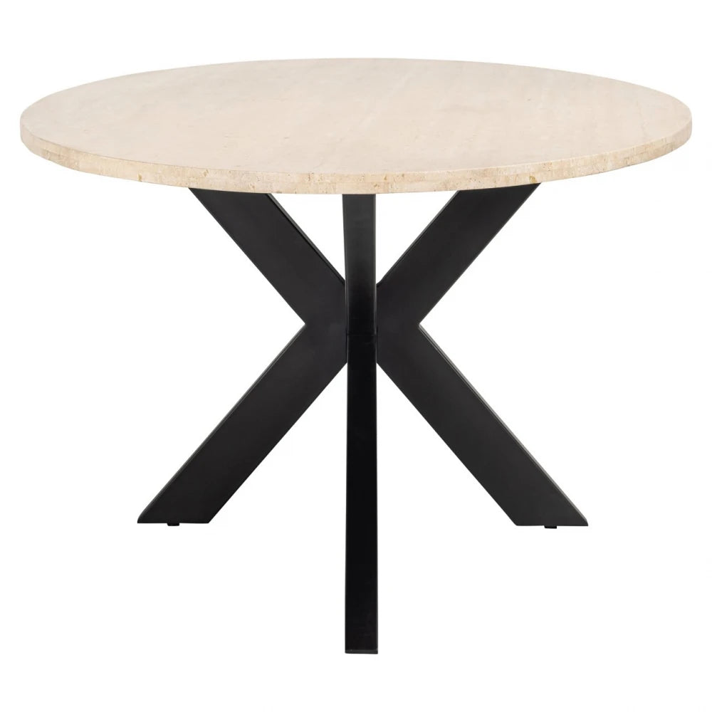 Masa ovala din Metal Negru si Travertin Bej L230xH76cm Avalon Richmond interiors
