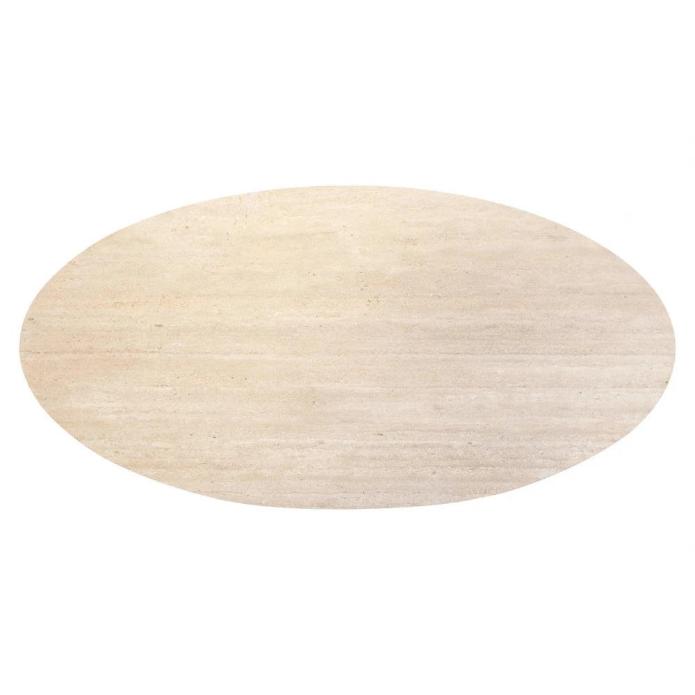 Masa ovala din Metal Negru si Travertin Bej L230xH76cm Avalon Richmond interiors
