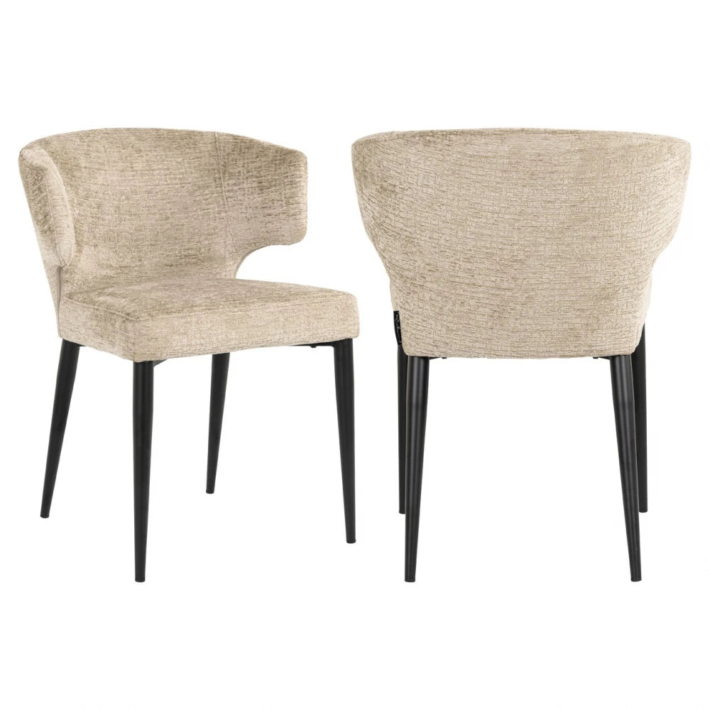 Scaun din Chenille Bej si Metal Negru L60xH79cm Taylor Richmond interiors
