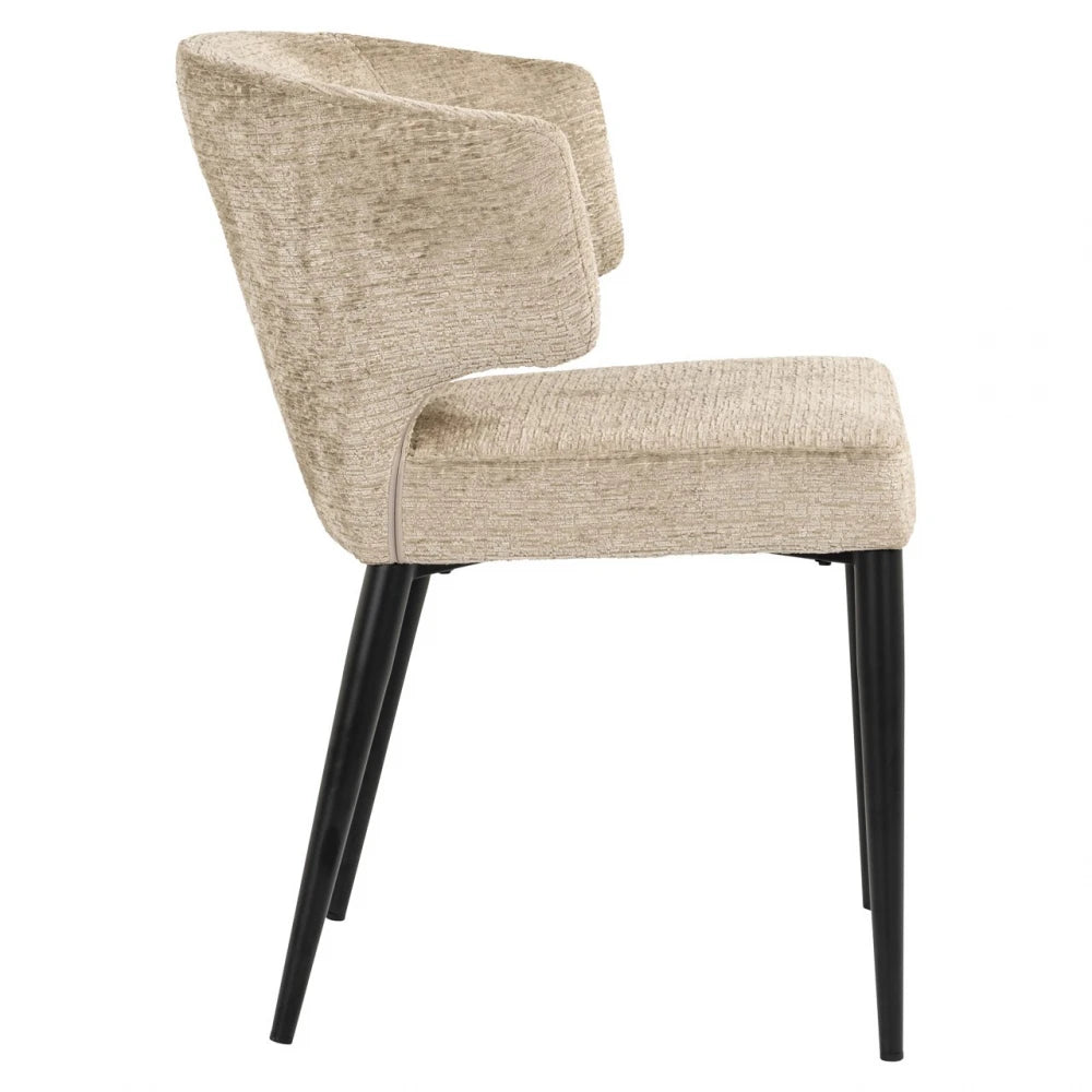 Scaun din Chenille Bej si Metal Negru L60xH79cm Taylor Richmond interiors