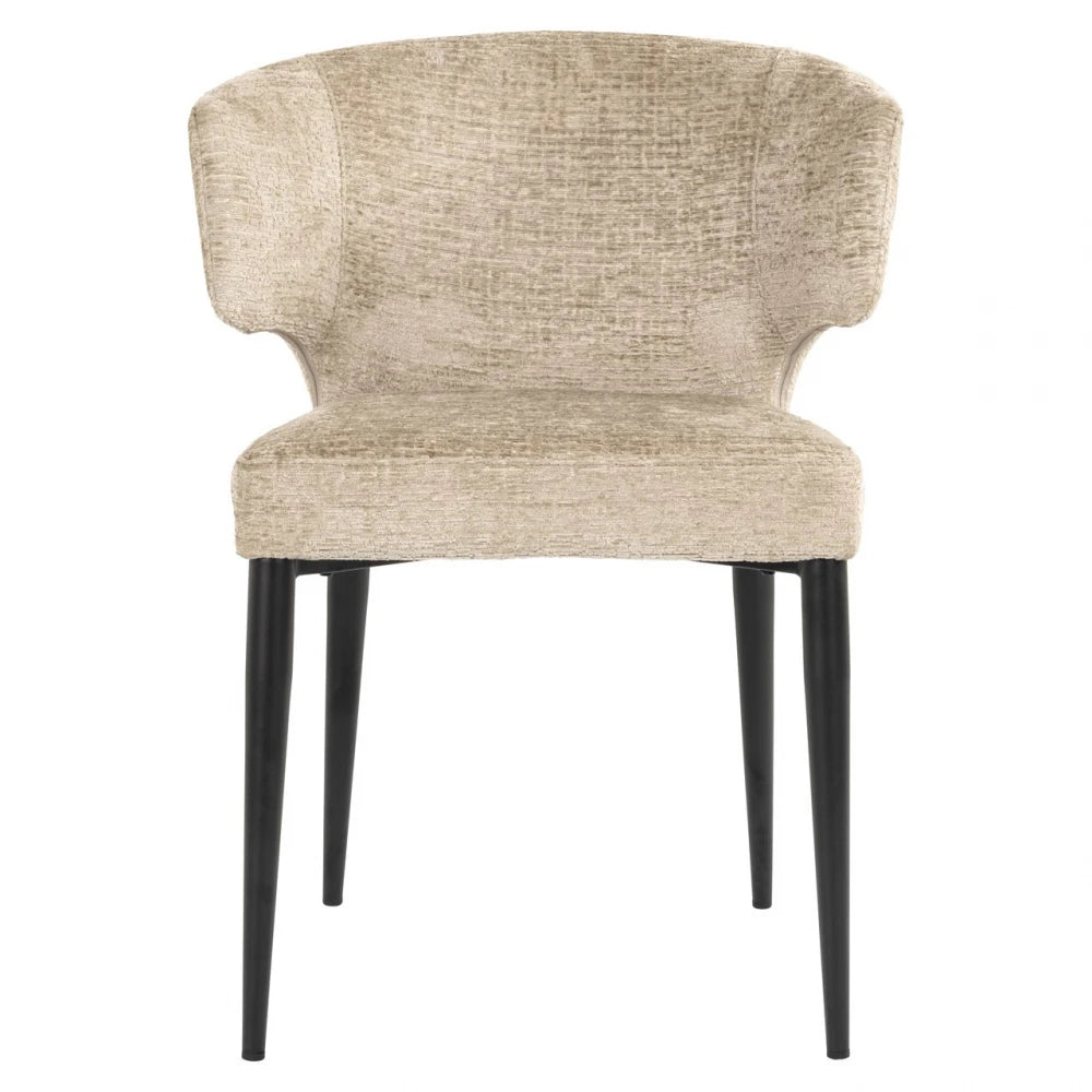 Scaun din Chenille Bej si Metal Negru L60xH79cm Taylor Richmond interiors