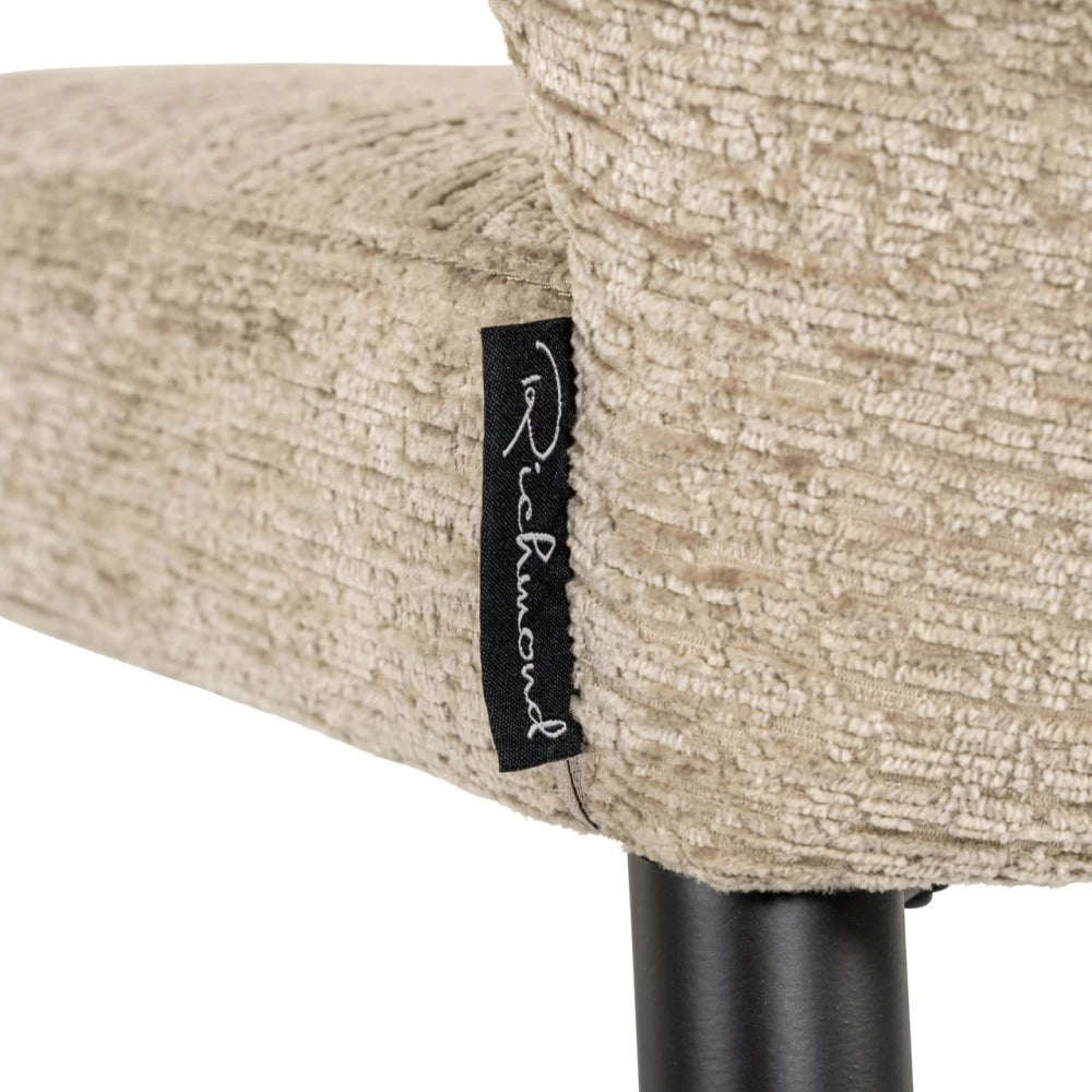 Scaun din Chenille Bej si Metal Negru L60xH79cm Taylor Richmond interiors