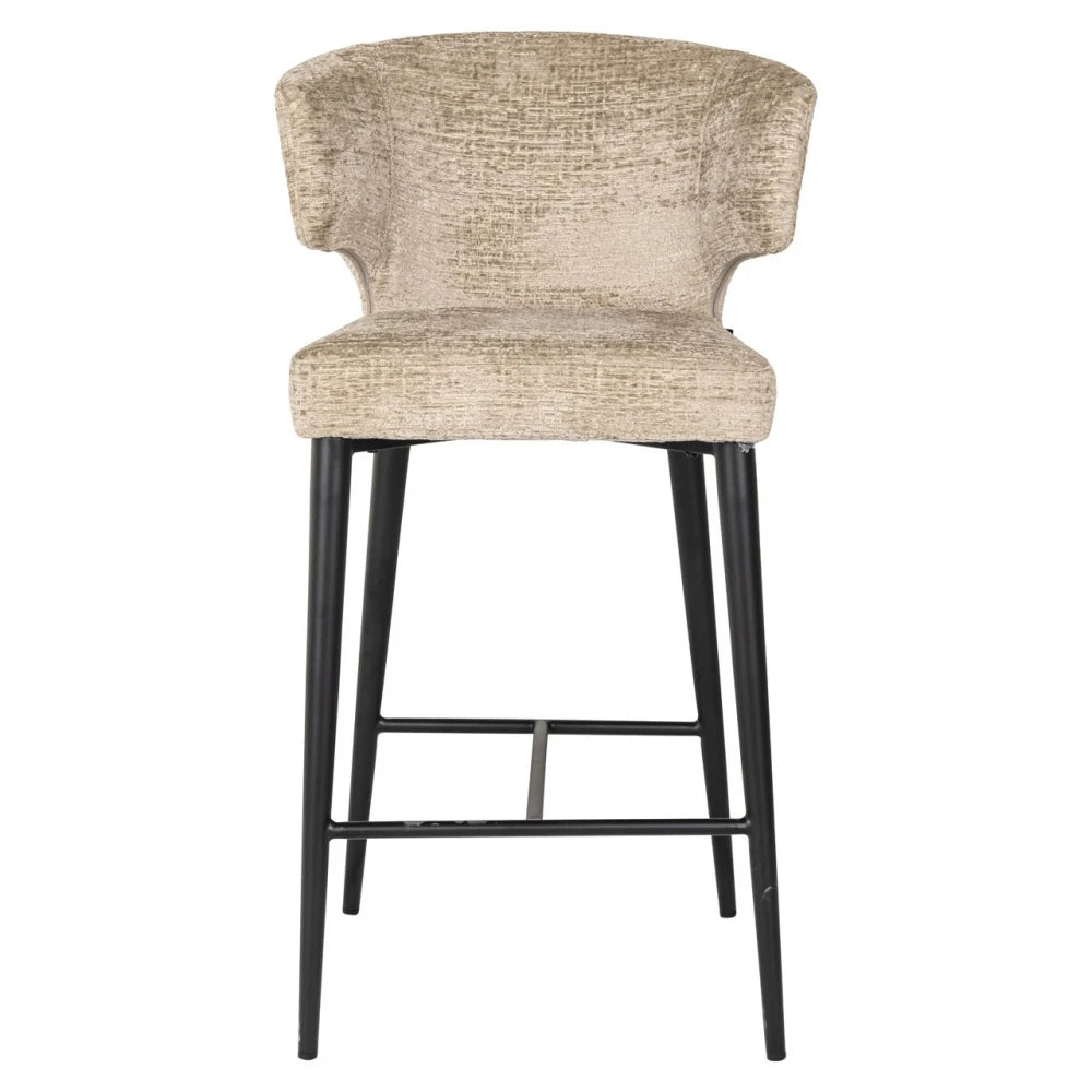 Scaun de insula din Chenille Bej si Metal Negru L52xH93cm Taylor Richmond interiors