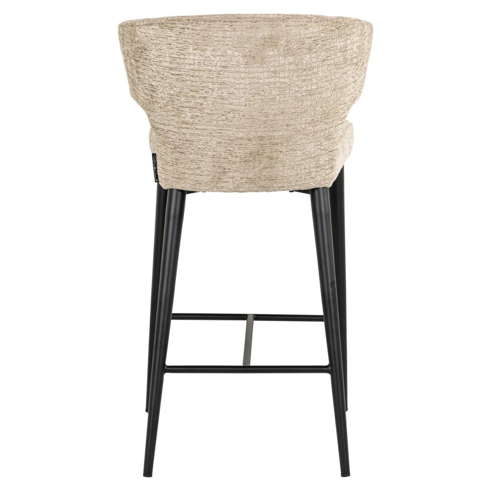 Scaun de insula din Chenille Bej si Metal Negru L52xH93cm Taylor Richmond interiors
