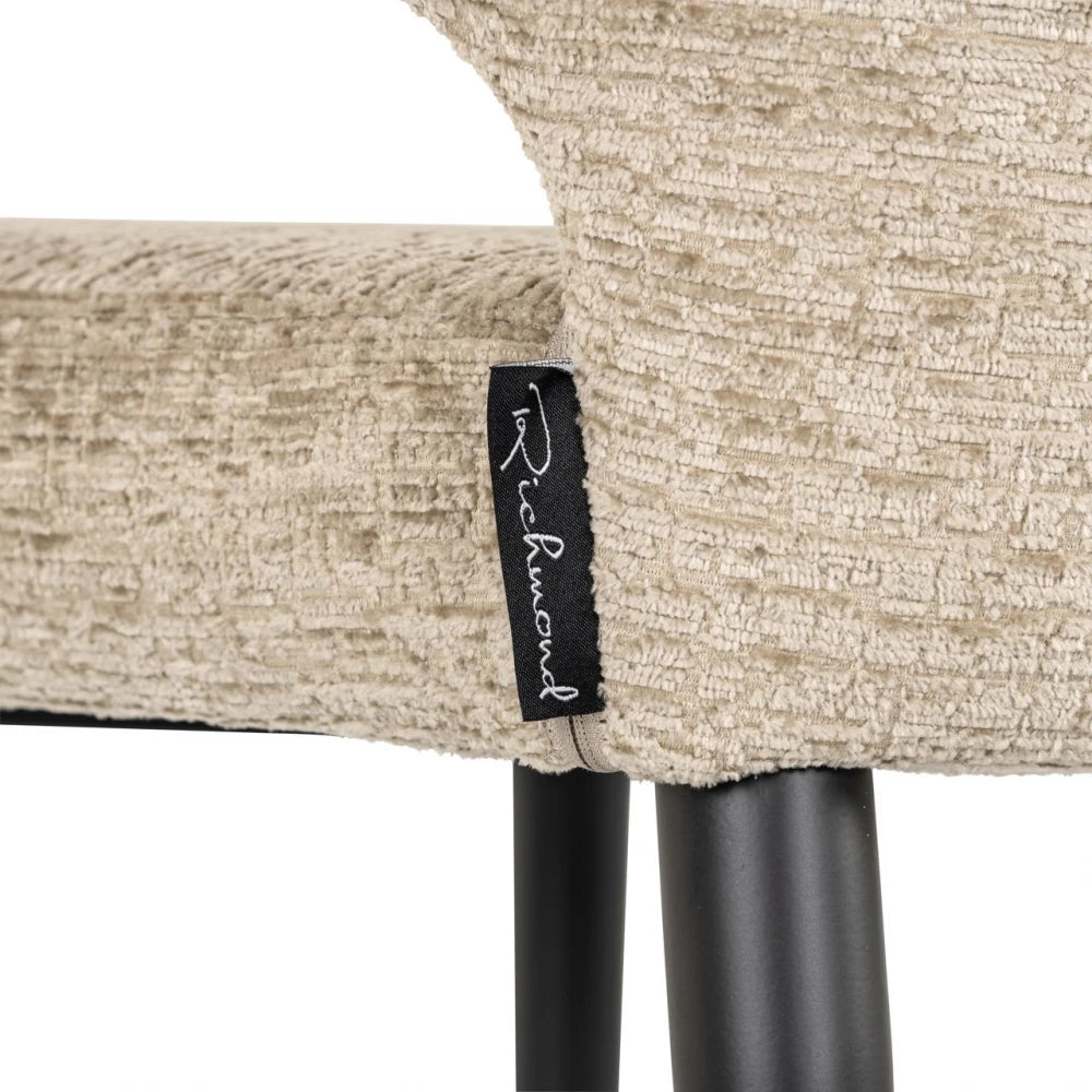 Scaun de insula din Chenille Bej si Metal Negru L52xH93cm Taylor Richmond interiors
