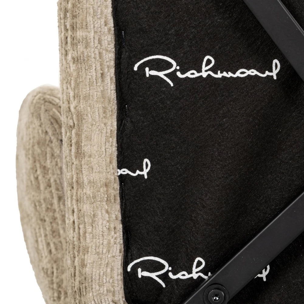Scaun de insula din Chenille Bej si Metal Negru L52xH93cm Taylor Richmond interiors