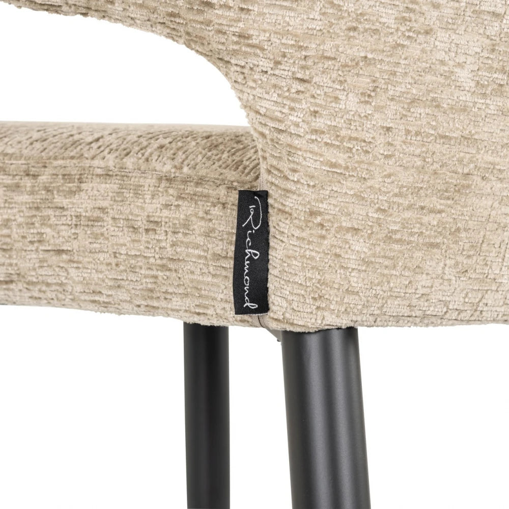 Scaun de bar din Chenille Bej si Metal Negru L52xH102cm Taylor Richmond interiors