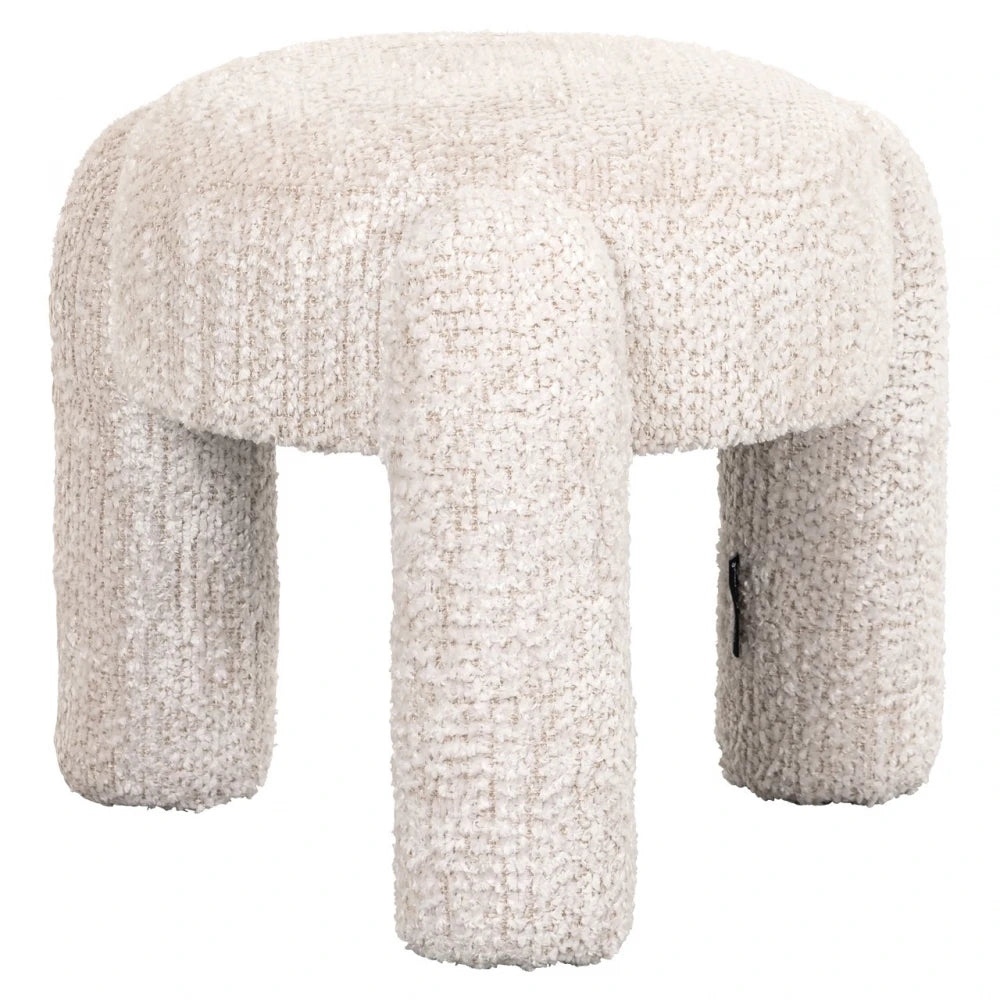 Taburet tapitat cu Chenille Crem D51xH43cm Holly Richmond Interiors