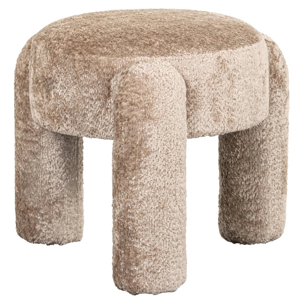 Taburet tapitat cu Blanita artificiala Bej inchis D51xH43cm Holly Richmond Interiors