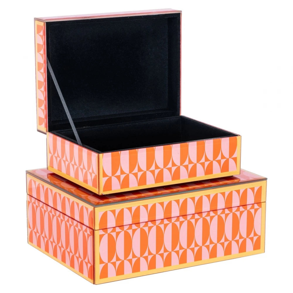 Cutie decorativa din MDF/Sticla Roz L22xH9cm Abba Richmond interiors