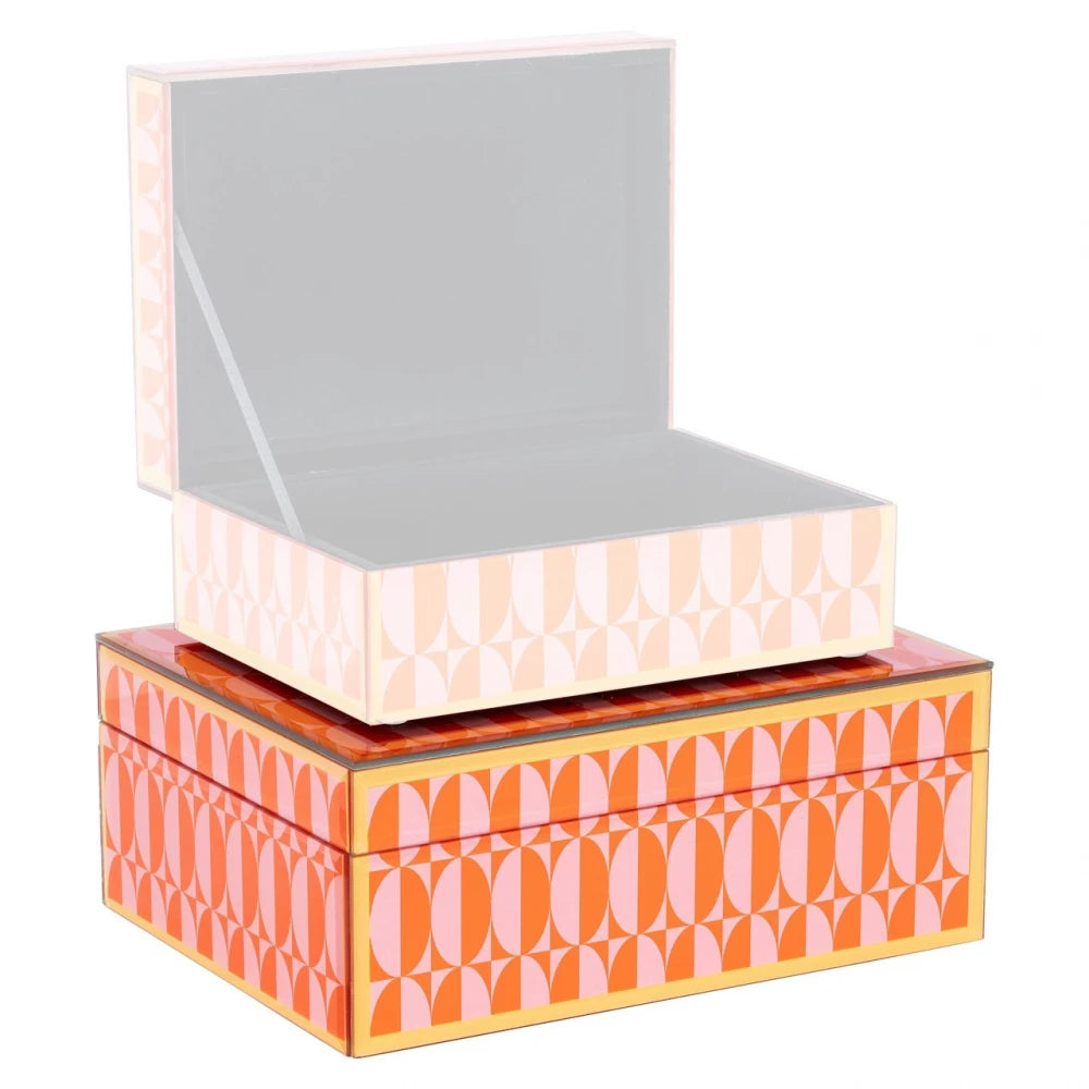 Cutie decorativa din MDF/Sticla Roz L22xH9cm Abba Richmond interiors