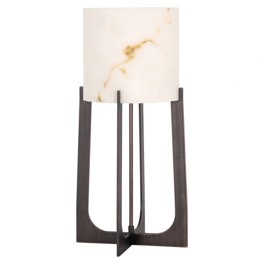 Veioza din Metal/Marmura artificiala Bronz/Alb D27.5xH57cm Loura Richmond Interiors