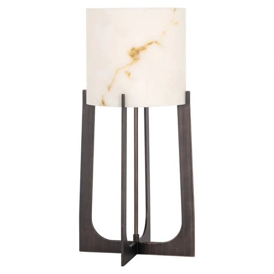 Veioza din Metal/Marmura artificiala Bronz/Alb D27.5xH57cm Loura Richmond Interiors