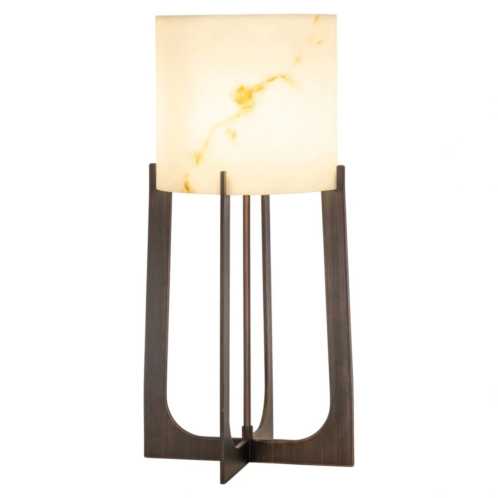 Veioza din Metal/Marmura artificiala Bronz/Alb D27.5xH57cm Loura Richmond Interiors