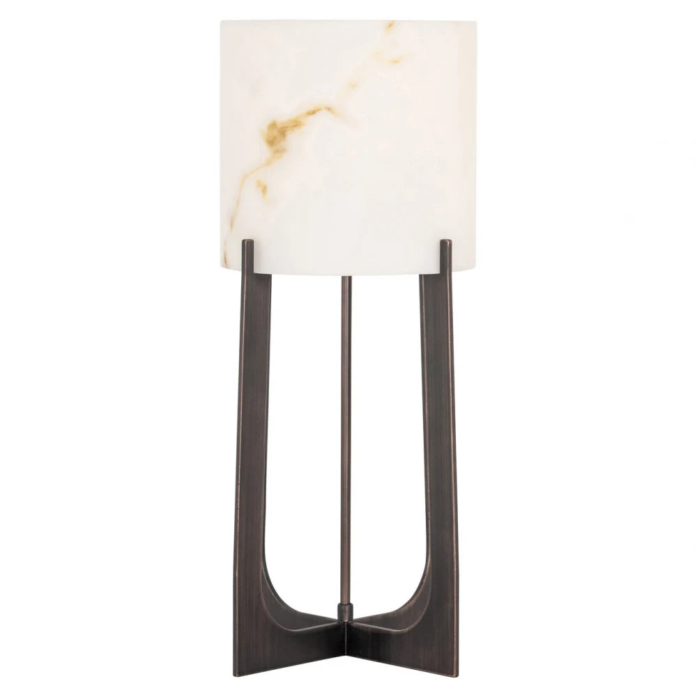 Veioza din Metal/Marmura artificiala Bronz/Alb D27.5xH57cm Loura Richmond Interiors