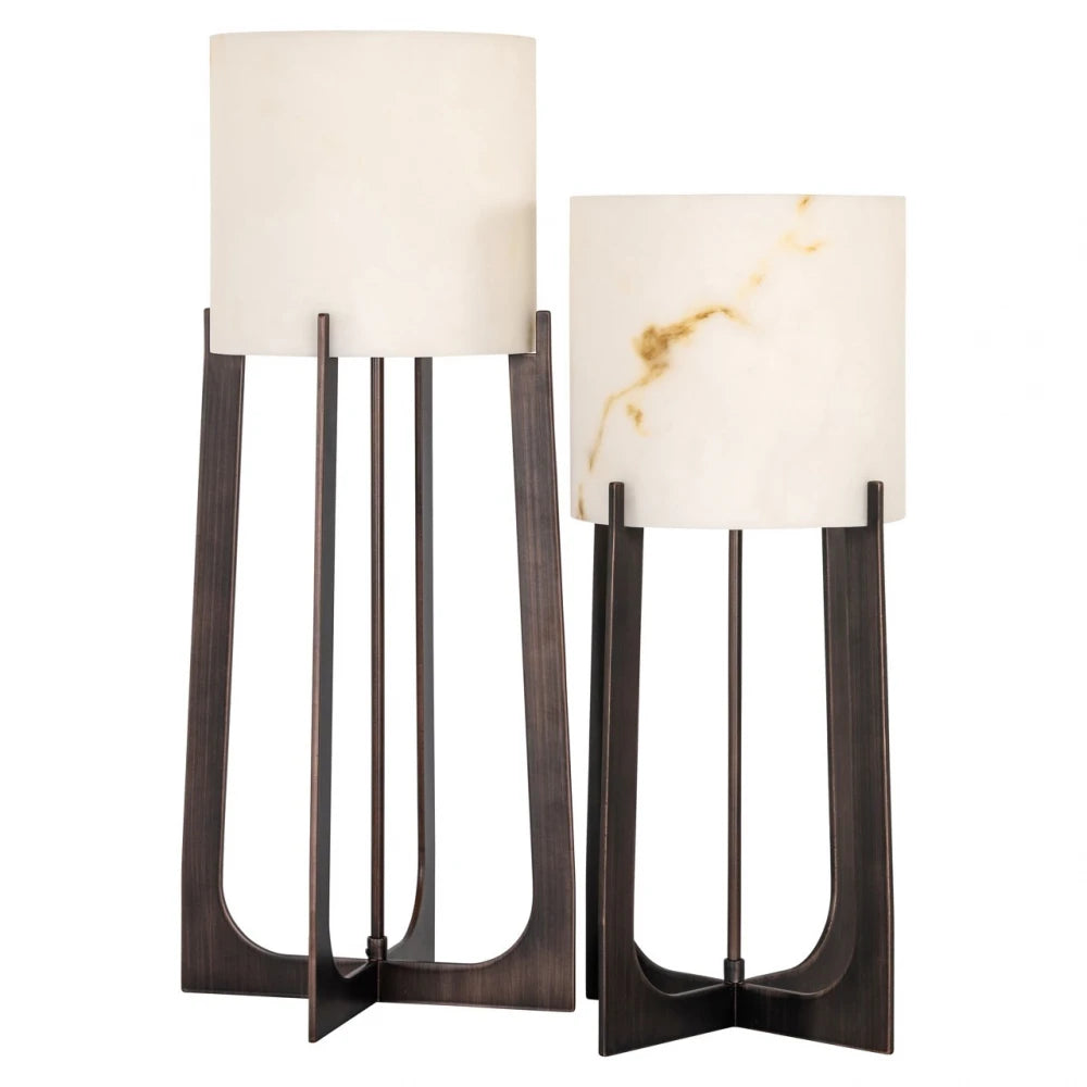 Veioza din Metal/Marmura artificiala Bronz/Alb D27.5xH57cm Loura Richmond Interiors