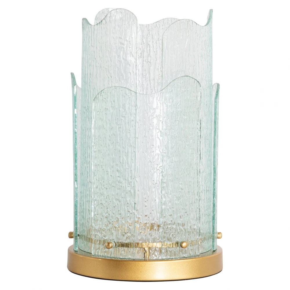 Suport lumanare din Metal/Sticla Auriu/Transparent D24xH40cm Danila Richmond Interiors