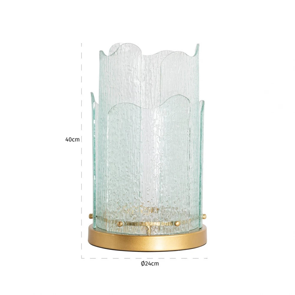 Suport lumanare din Metal/Sticla Auriu/Transparent D24xH40cm Danila Richmond Interiors