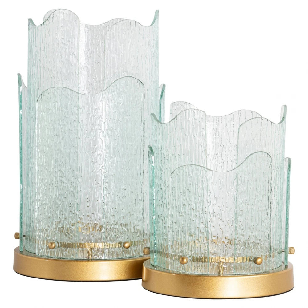 Suport lumanare din Metal/Sticla Auriu/Transparent D24xH40cm Danila Richmond Interiors