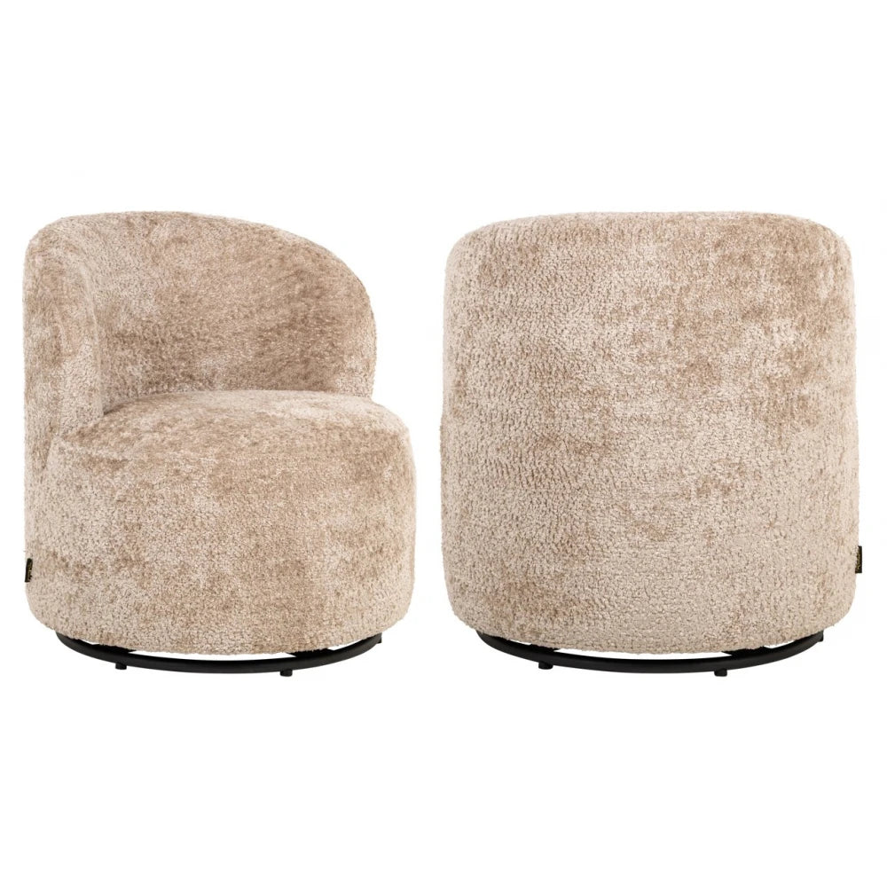 Fotoliu rotativ pentru copii tapitat cu Blanita artificiala Bej L61xH63.5cm Jackie Richmond interiors