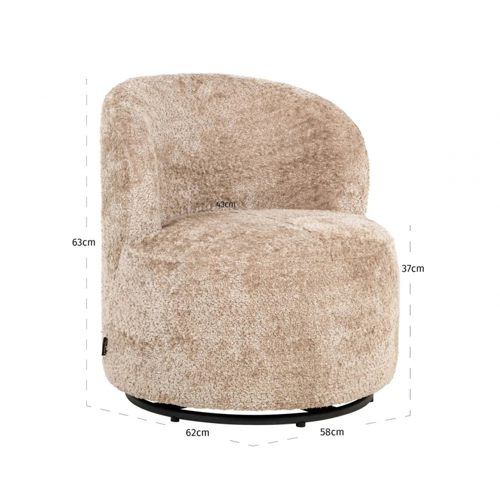 Fotoliu rotativ pentru copii tapitat cu Blanita artificiala Bej L61xH63.5cm Jackie Richmond interiors