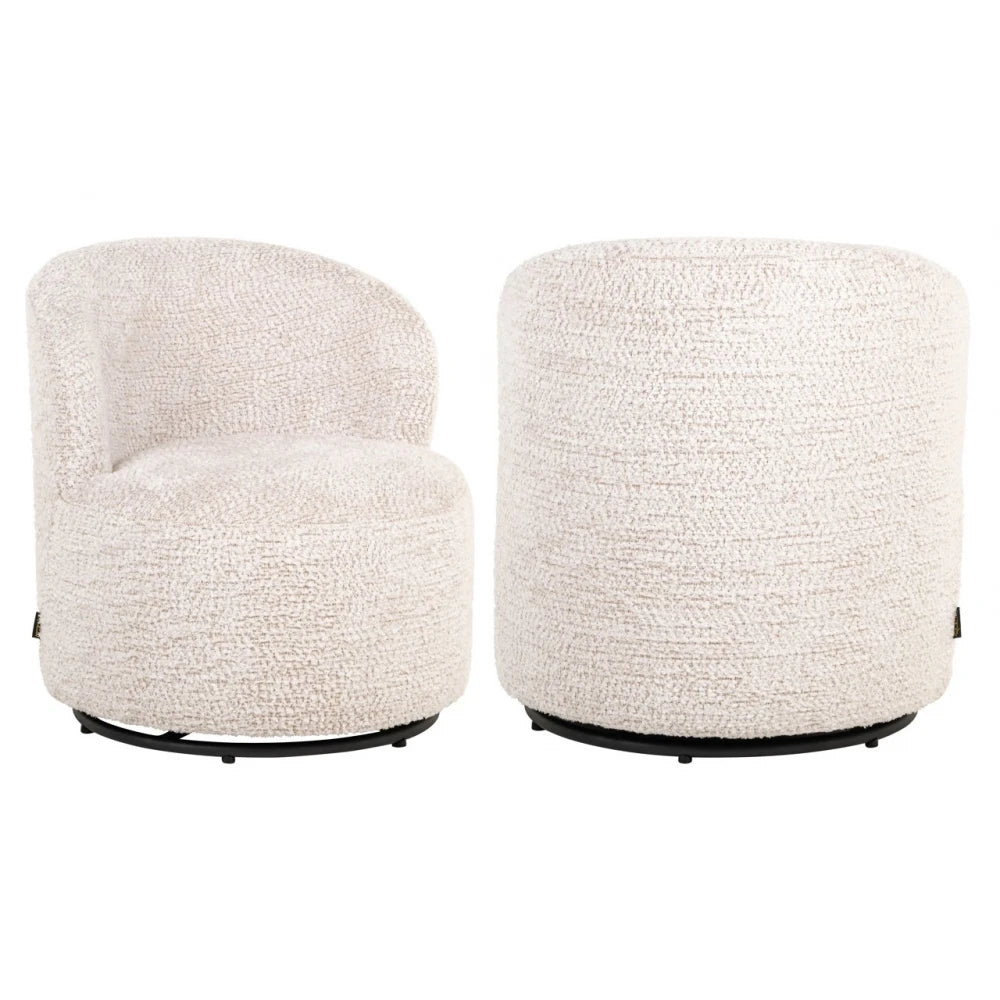 Fotoliu rotativ pentru copii tapitat cu Chenille Crem L60xH63.5cm Jackie Richmond interiors