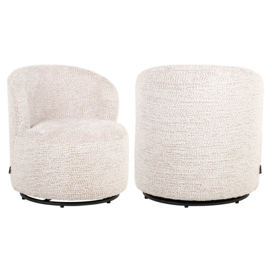 Fotoliu rotativ pentru copii tapitat cu Chenille Crem L60xH63.5cm Jackie Richmond interiors