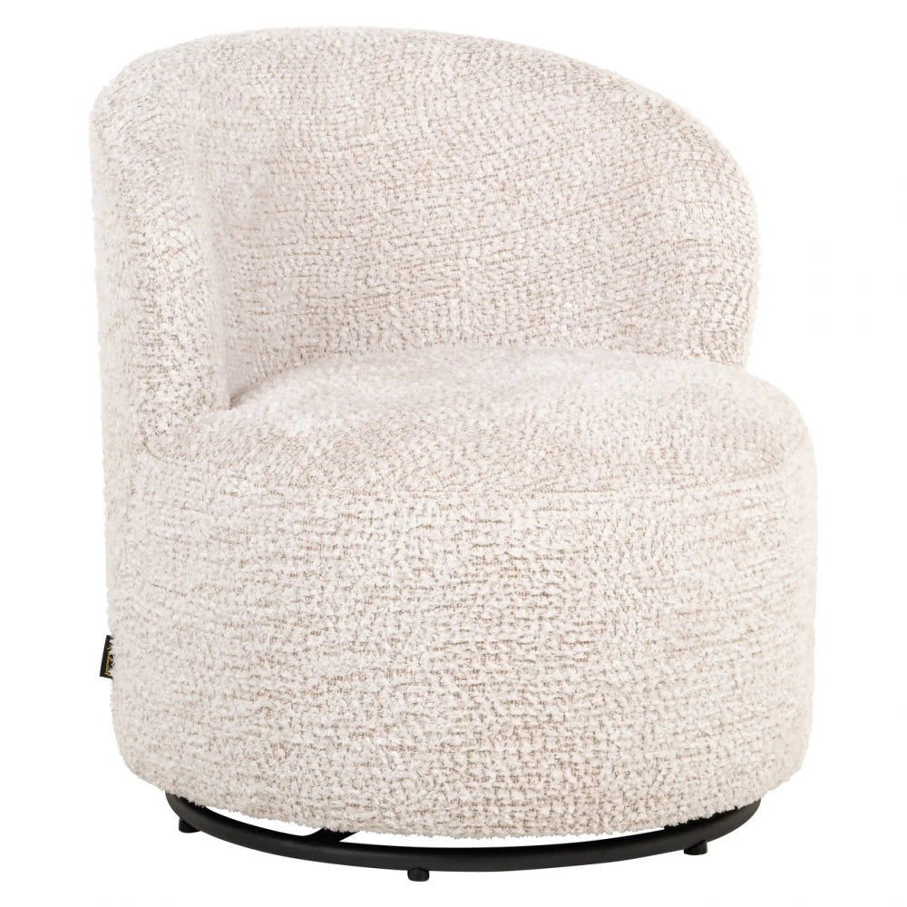 Fotoliu rotativ pentru copii tapitat cu Chenille Crem L60xH63.5cm Jackie Richmond interiors