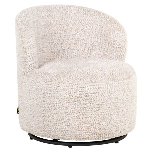 Fotoliu rotativ pentru copii tapitat cu Chenille Crem L60xH63.5cm Jackie Richmond interiors