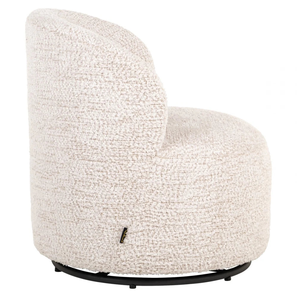 Fotoliu rotativ pentru copii tapitat cu Chenille Crem L60xH63.5cm Jackie Richmond interiors
